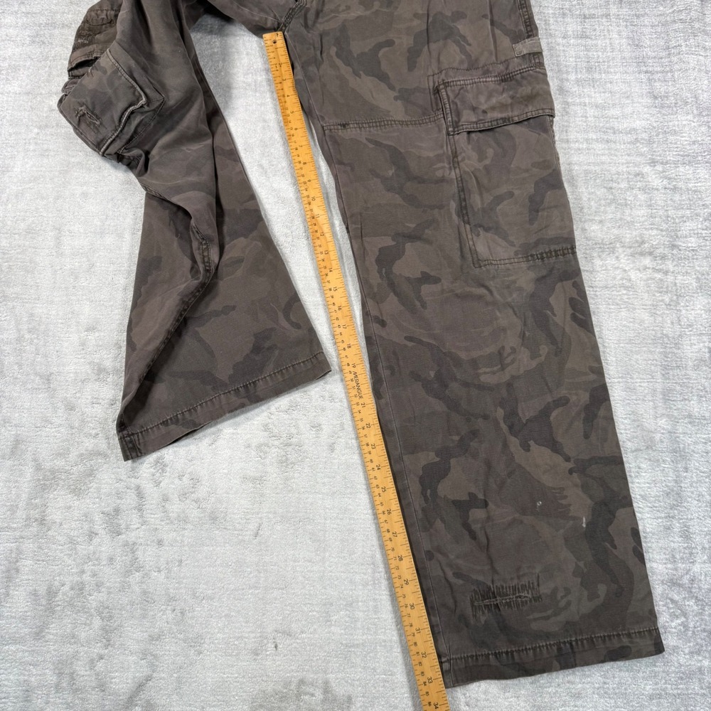 Point Zero Pants Mens 40 Gray Camo Cargo Y2K Distressed Relaxed Fit Utility - Picture 8 of 12